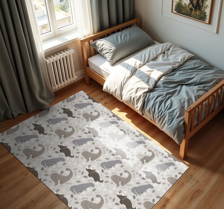 Dinosaurs grey pattern animal vinyl rug - TenStickers