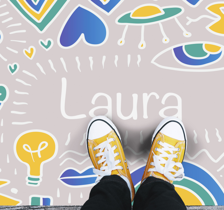 Doodling art with name  personalised mat - TenStickers