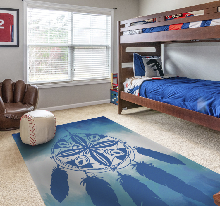 Dreamcatcher Feather blue vinyl rug - TenStickers