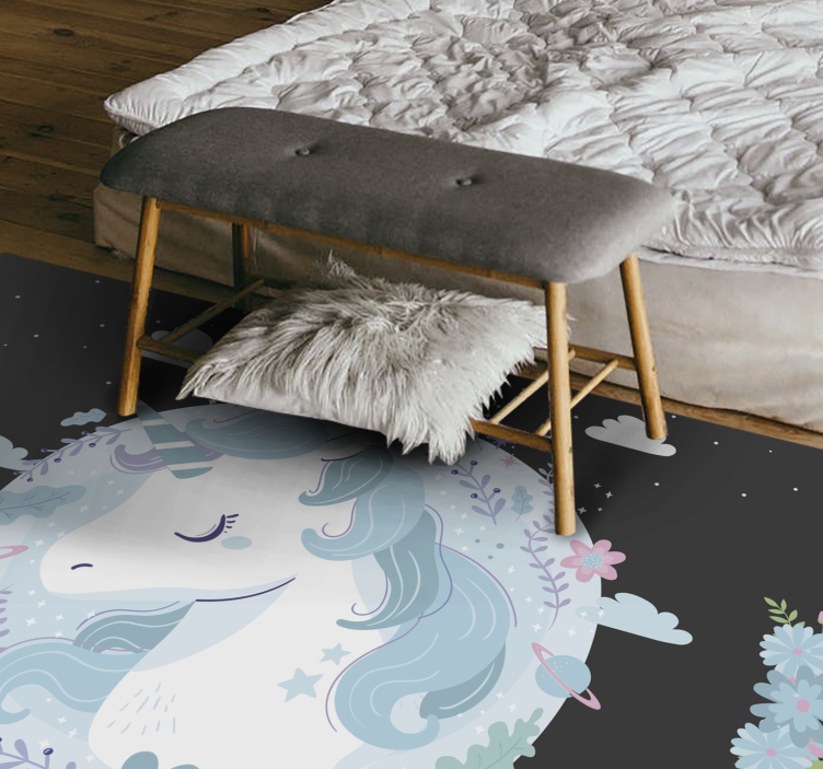 Dreamy Unicorn Scene kids vinyl rug - TenStickers
