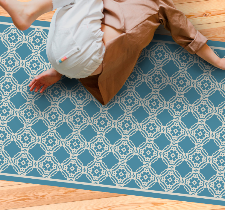 Elegant blue composition mosaic vinyl rug - TenStickers