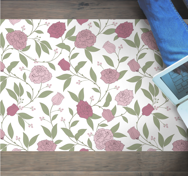 Elegant garden pattern floral vinyl rug - TenStickers