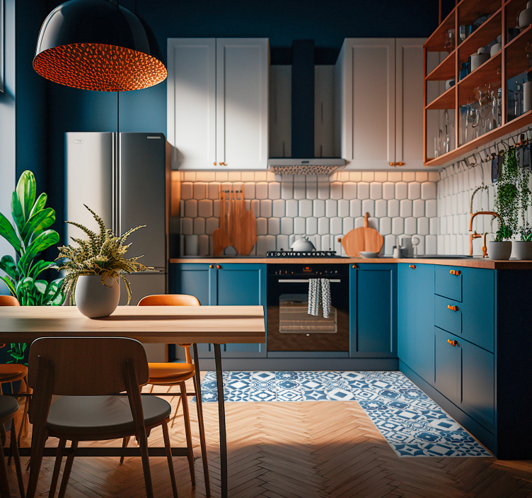 elegant tiles vinyl kitchen mat - TenStickers