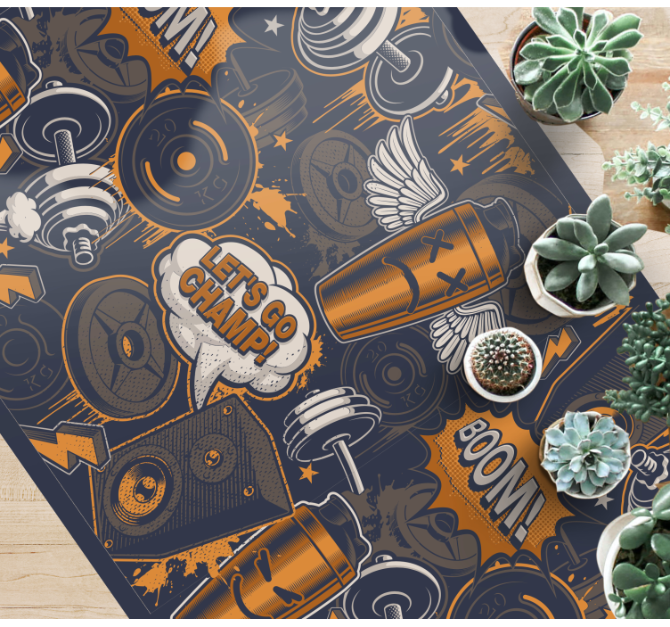 Energetic Fitness Vibes teen vinyl rug - TenStickers