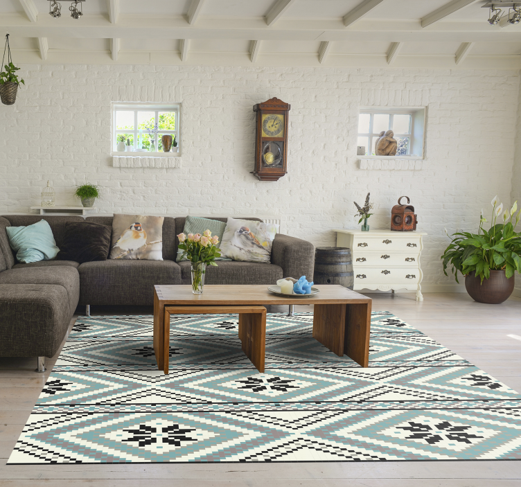 Ethnic Geometric Motif geometric vinyl rug - TenStickers