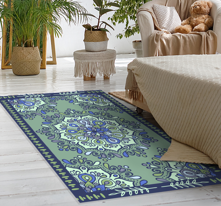 Faded green mandala vinyl rug - TenStickers