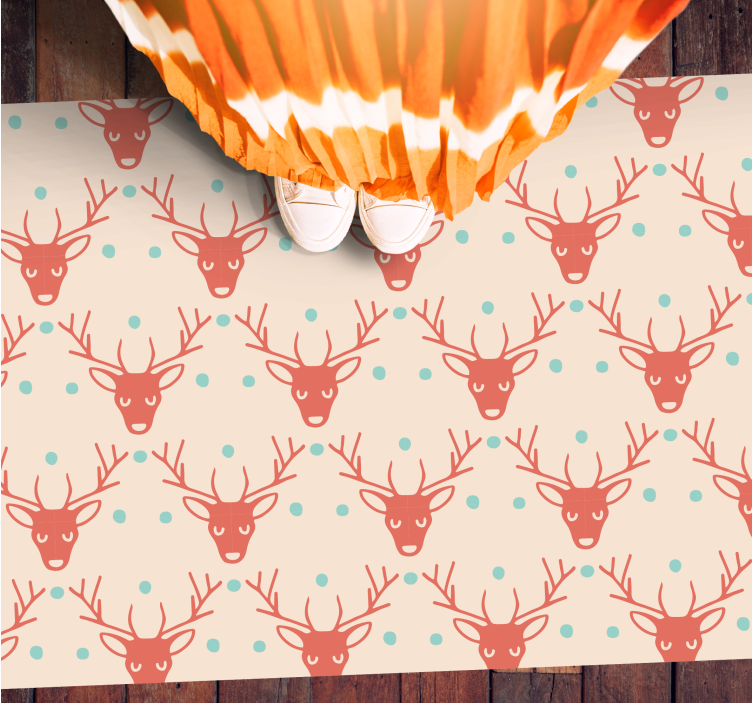Festive Deer Pattern Christmas vinyl rug - TenStickers