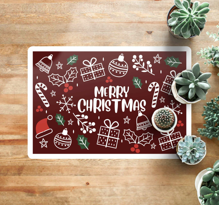 Festive Holiday Symbols Christmas vinyl rug - TenStickers