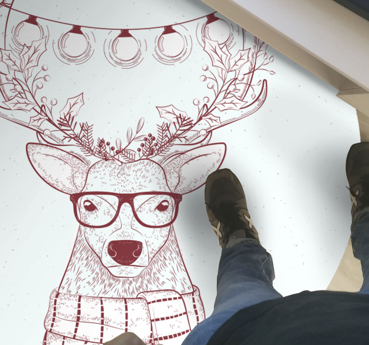Festive Reindeer Illustration Christmas vinyl rug - TenStickers