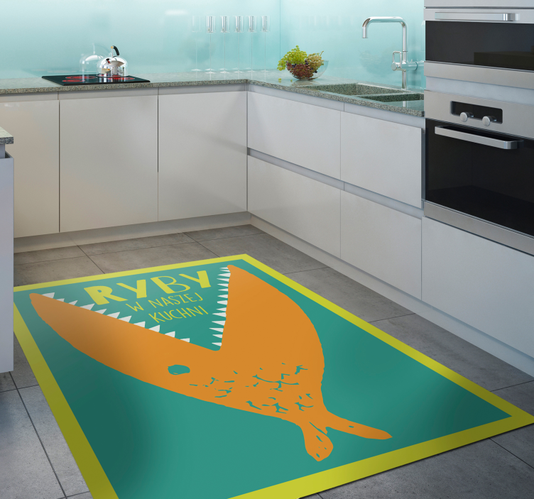 Fish culinary sign kitchen vinyl rug - TenStickers