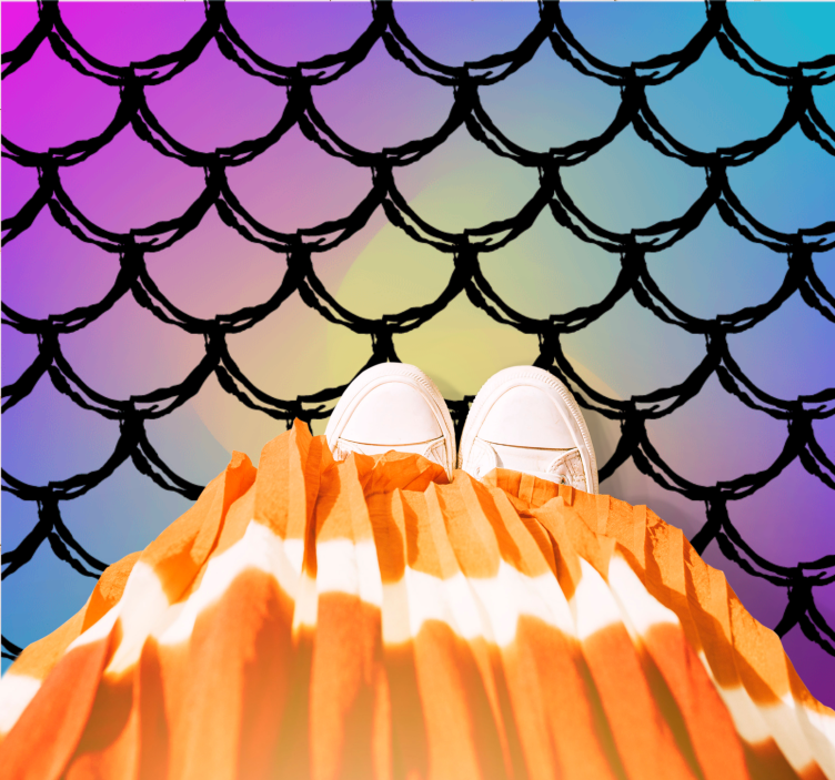 Fish scale gradient pattern square vinyl rug - TenStickers