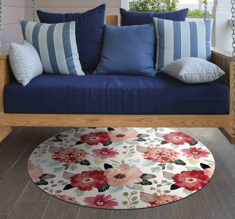 Floral Circle Motif floral vinyl rug - TenStickers