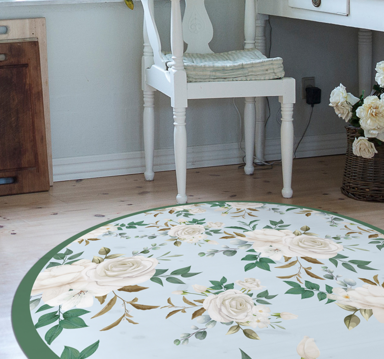 Floral Circular Composition floral vinyl rug - TenStickers