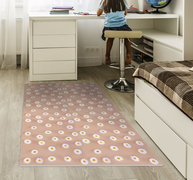 Floral Daisies Pattern floral vinyl rug - TenStickers