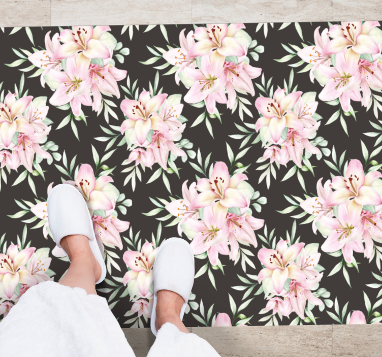 Floral Delicacy floral vinyl rug - TenStickers
