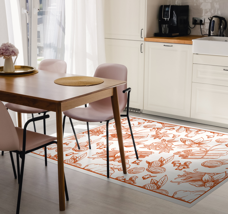 Floral Illustration Design floral vinyl rug - TenStickers