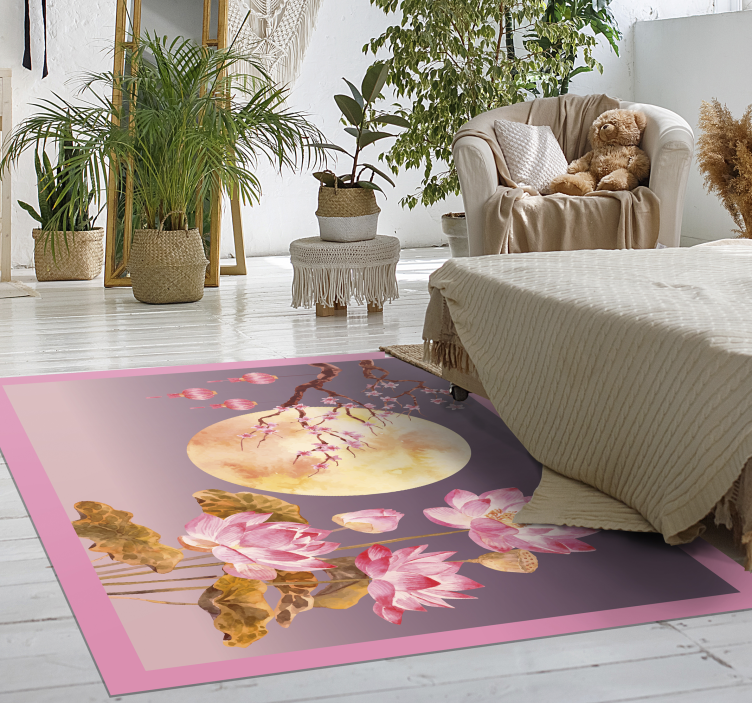 Floral Moonlight floral vinyl rug - TenStickers