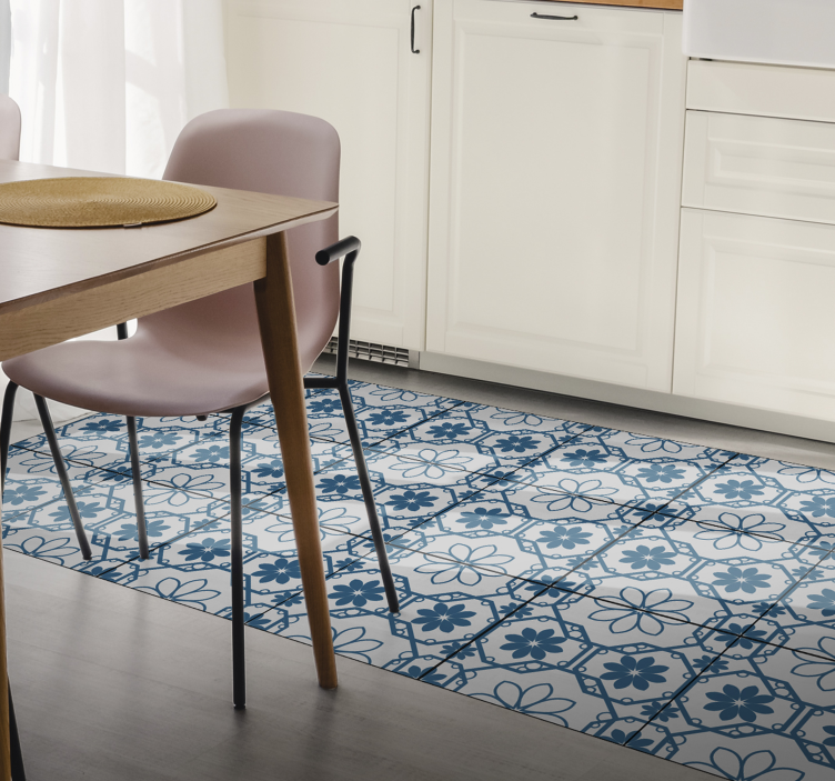 Floral Mosaic Tile tile vinyl rug - TenStickers