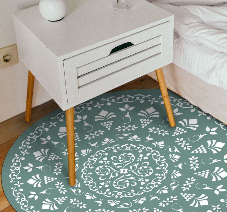 Floral Pattern Motif mandala vinyl rug - TenStickers