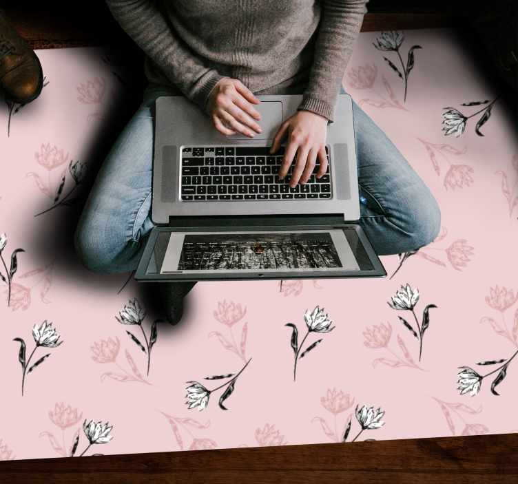 Floral Pink Background floral vinyl rug - TenStickers