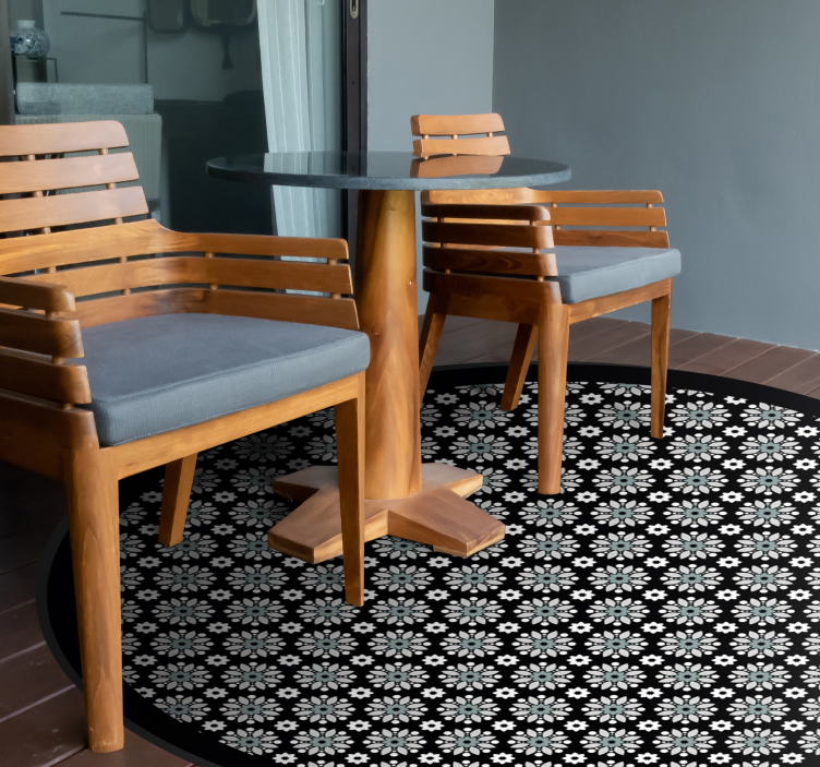 Floral Round Pattern floral vinyl rug - TenStickers
