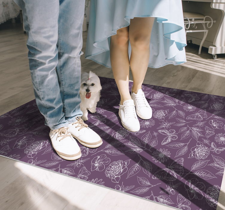 Floral Symmetry floral vinyl rug - TenStickers