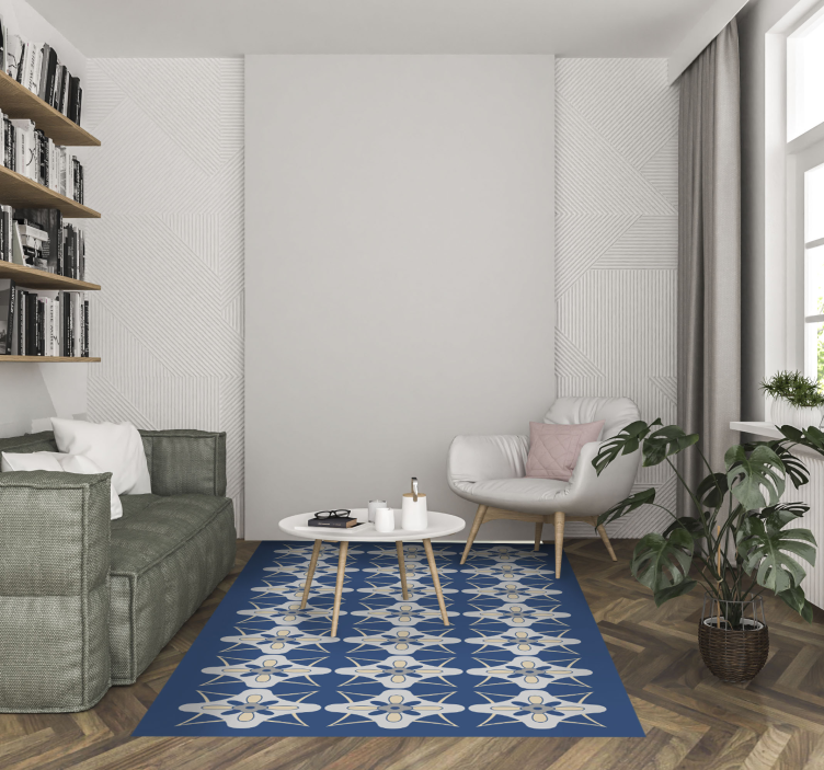 Floral Tile Composition tile vinyl rug - TenStickers