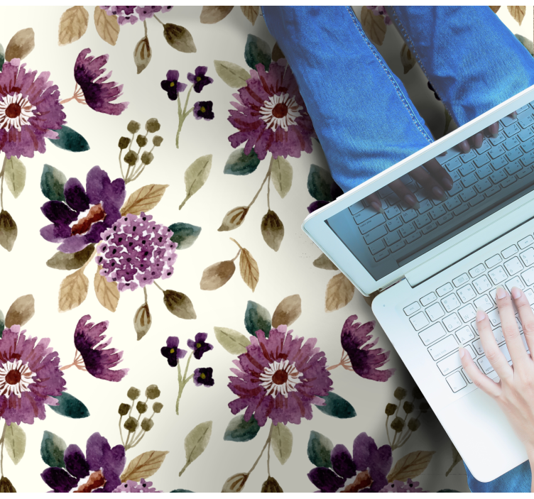 Floral vinyl rug blooming joy - TenStickers