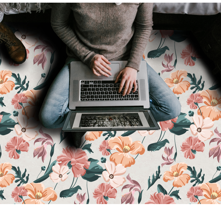 Floral vinyl rug botanical delight - TenStickers