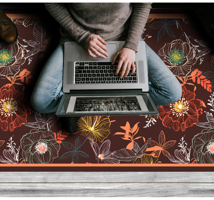 Floral vinyl rug in vintage burst design - TenStickers