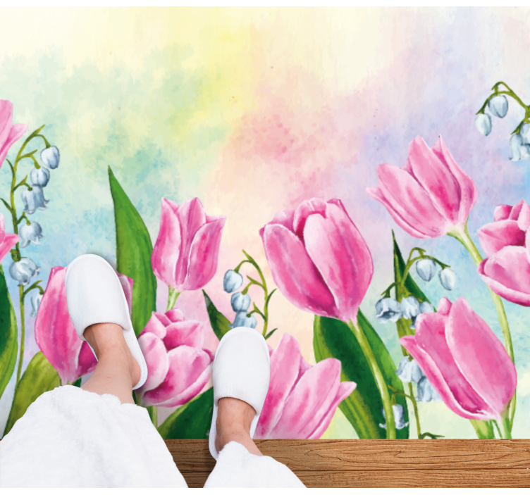 Floral vinyl rug tulip floral design - TenStickers