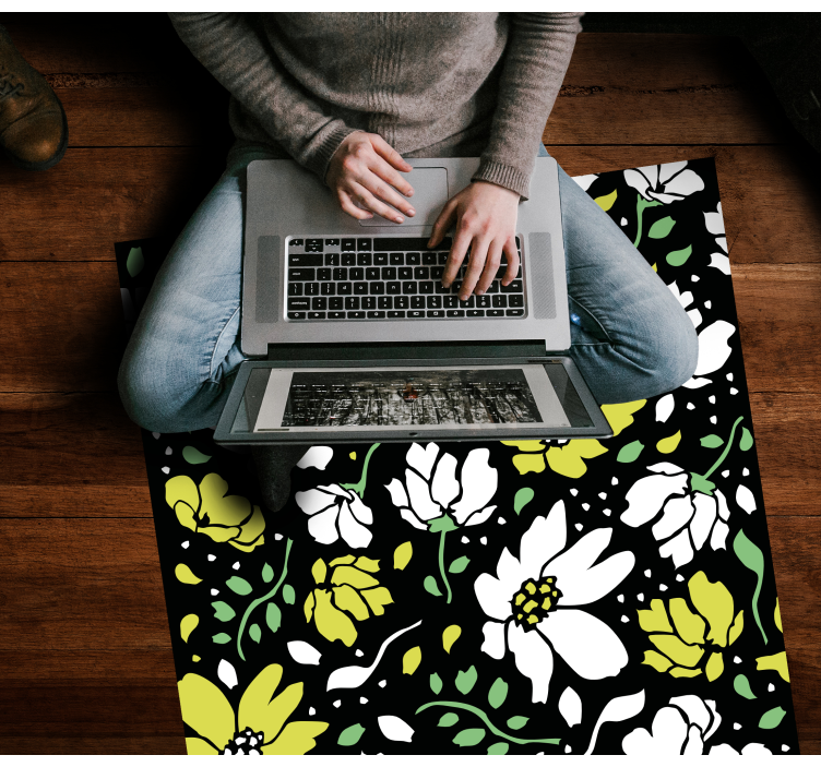 Floral vinyl rug with vibrant floral design - TenStickers