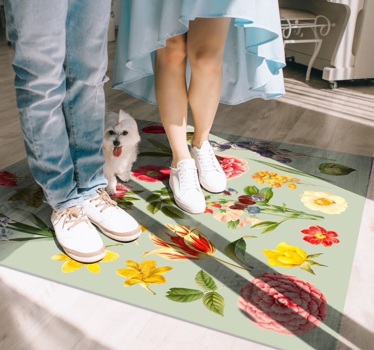 Floral Botanical Ensemble floral vinyl rug - TenStickers