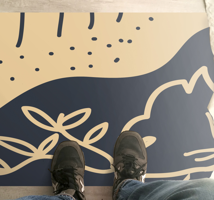 Nature vinyl rug beige leafy design - TenStickers