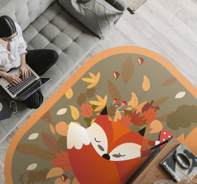 Fox colorful animal vinyl rug - TenStickers