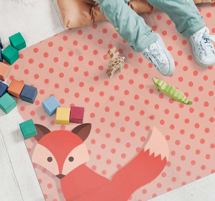 Fox Polka Dots kids vinyl rug - TenStickers