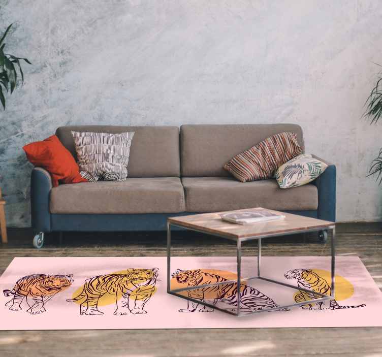 Framed tiger illustration animal vinyl rug - TenStickers