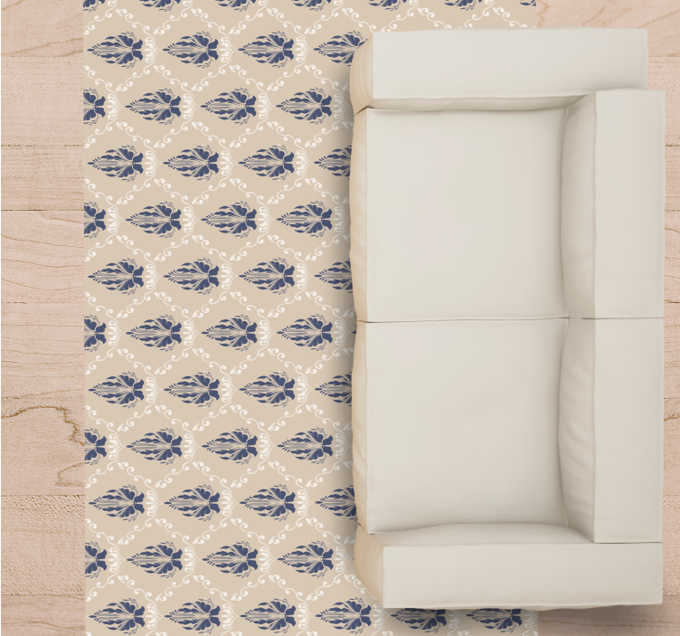 Delicate Floral Motifs living room vinyl rug - TenStickers