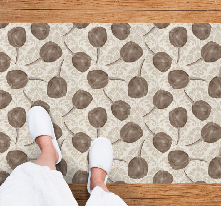 Gentle Botanical Motif floral vinyl rug - TenStickers