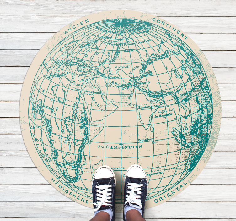 Geographic Globe Design world map vinyl rug - TenStickers