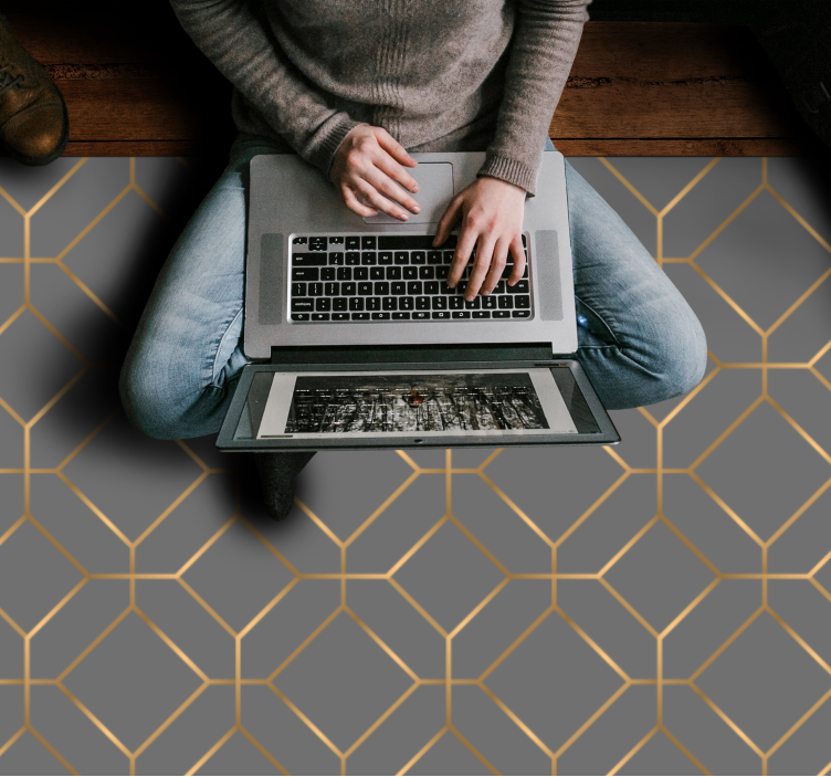 Geometric Hexagon Overlay geometric rug - TenStickers