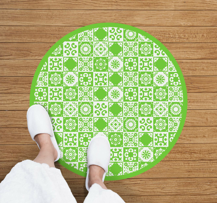 Geometric Mosaic Circle tile vinyl rug - TenStickers