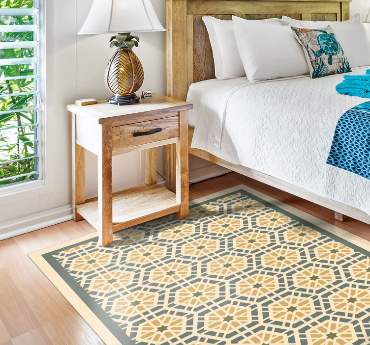 Geometric patterned artwork bedroom vinyl rug - TenStickers