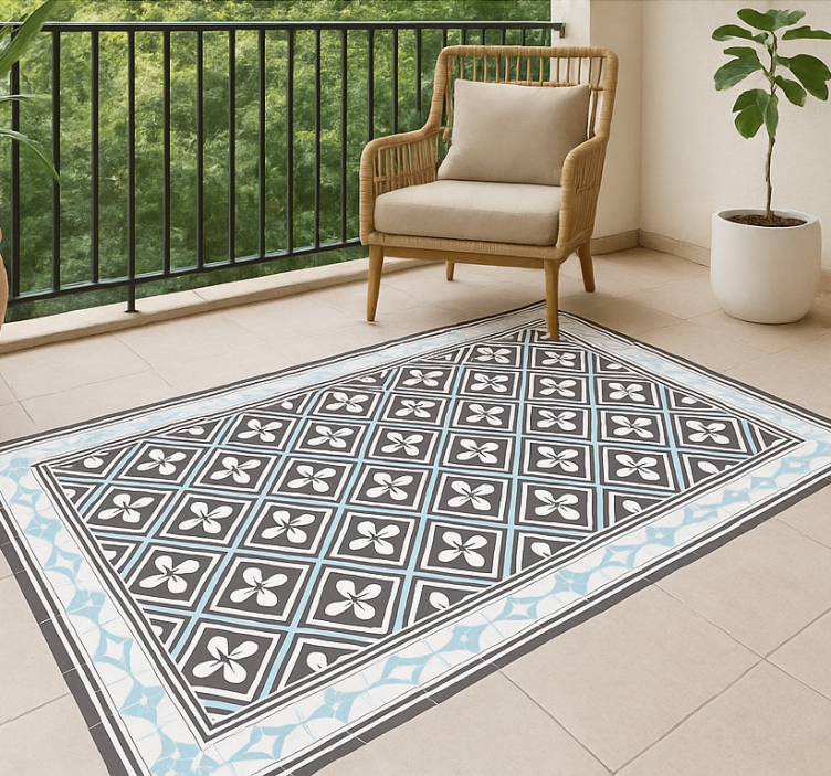Geometric tile design outdoor vinyl rug - TenStickers