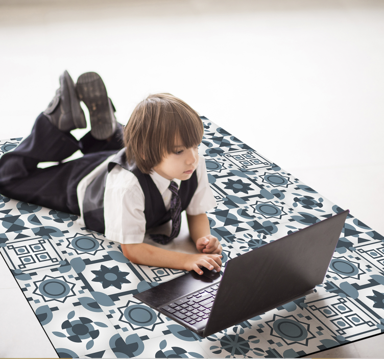 Geometric Tile-Inspired Pattern tile carpet - TenStickers