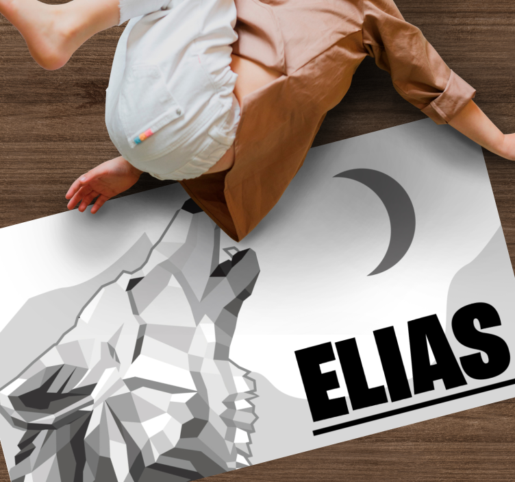 Geometric Wolf custom vinyl rug - TenStickers