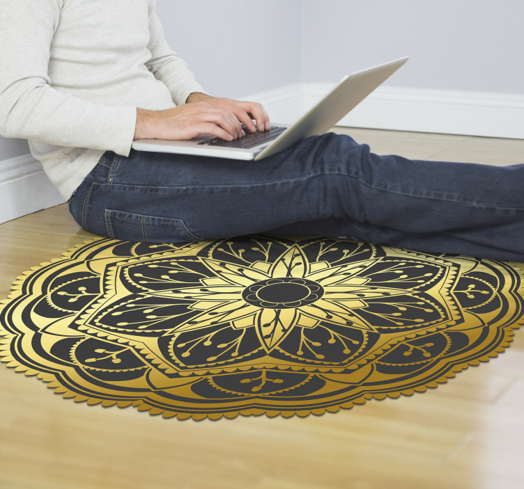 Golden Mandala Pattern mandala vinyl rug - TenStickers