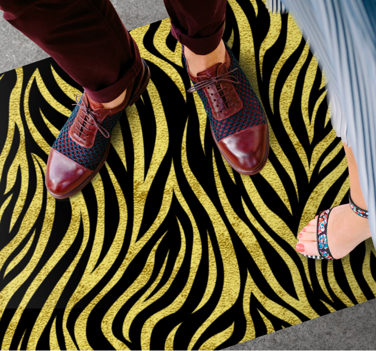 Golden zebra pattern animal print vinyl rug - TenStickers