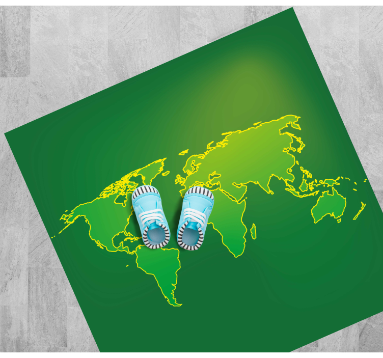 Green Planet Sketch world map vinyl rug - TenStickers