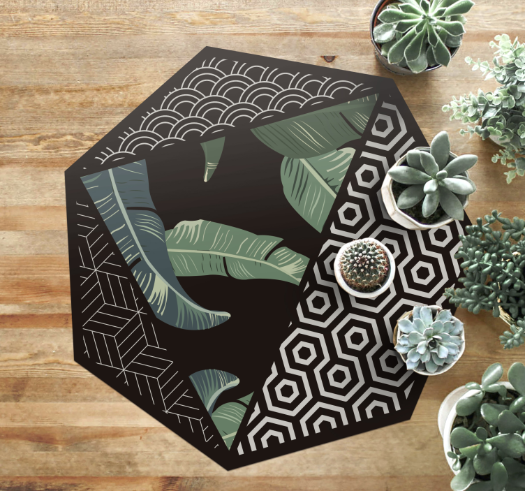 Green leaves and geometric geometric rugs - TenStickers